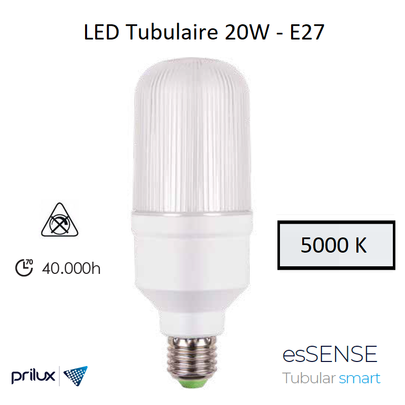 Ampoule LED Tubulaire 20W- 5000 kelvin