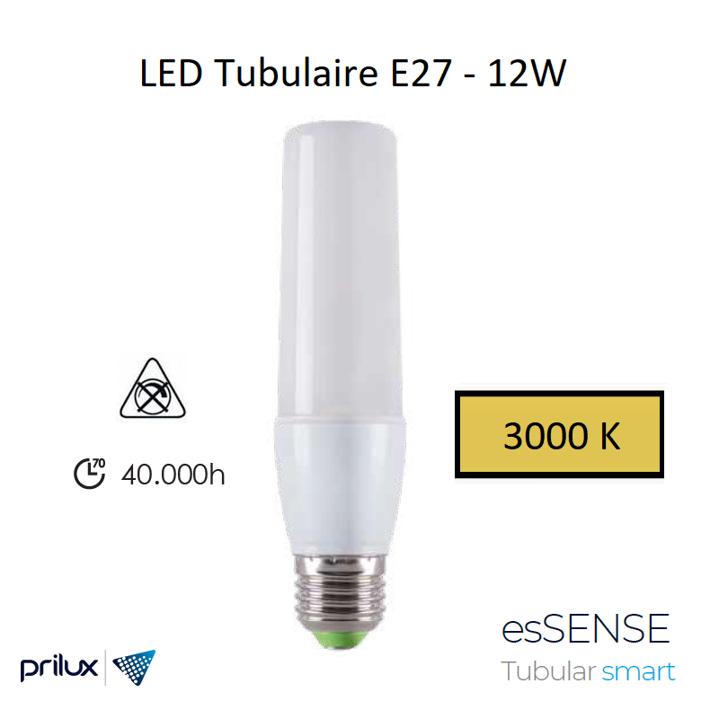 Ampoule LED Tubulaire 12W - 3000 kelvin