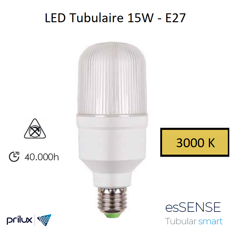 Ampoule LED Tubulaire 15W - 3000 kelvin