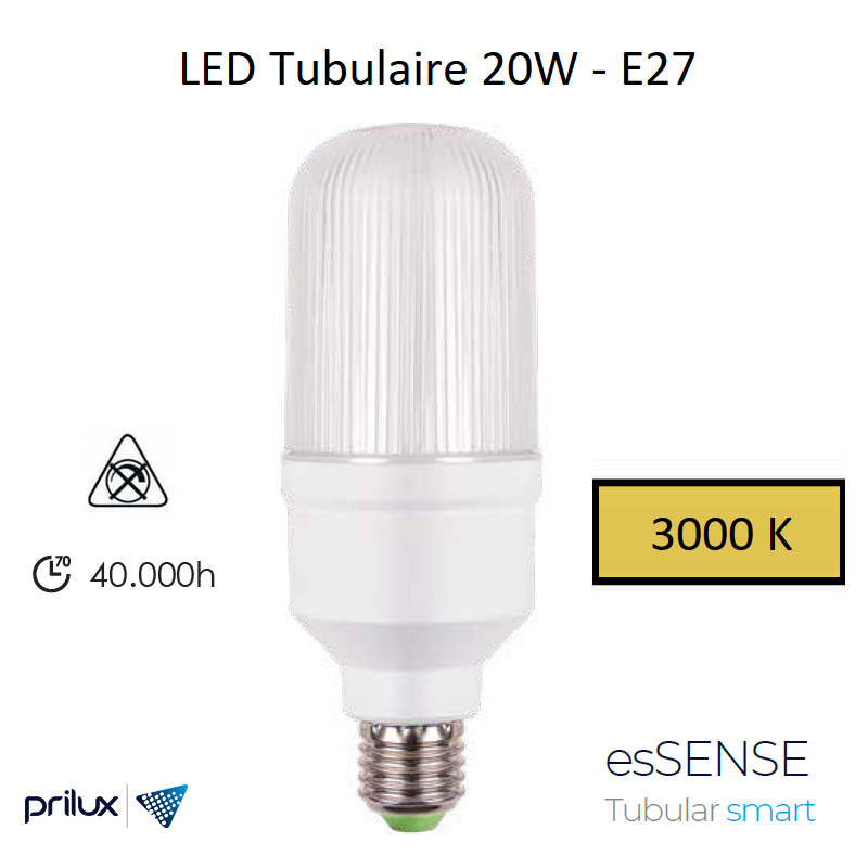 Ampoule LED Tubulaire 20W - 3000 kelvin