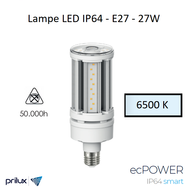 Ampoule LED IP64 27W E27 - 6500 kelvin