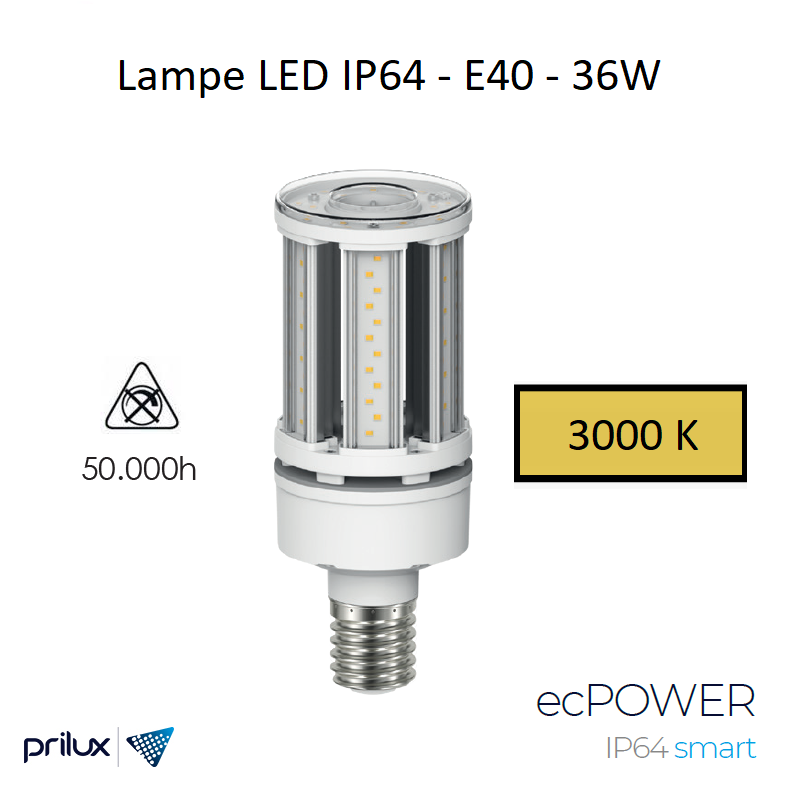 Ampoule LED IP64 36W E40 - 3000 kelvin