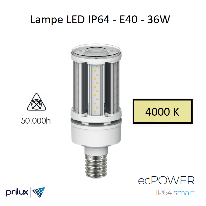 Ampoule LED IP64 36W E40 - 4000 kelvin