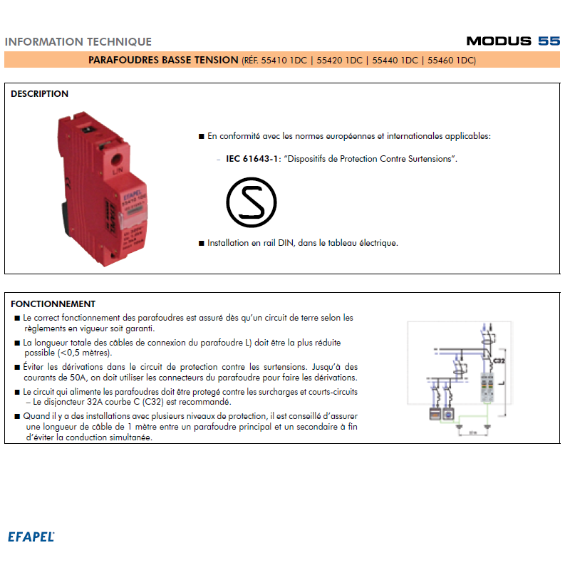 Parafoudre Basse Tension 1DC