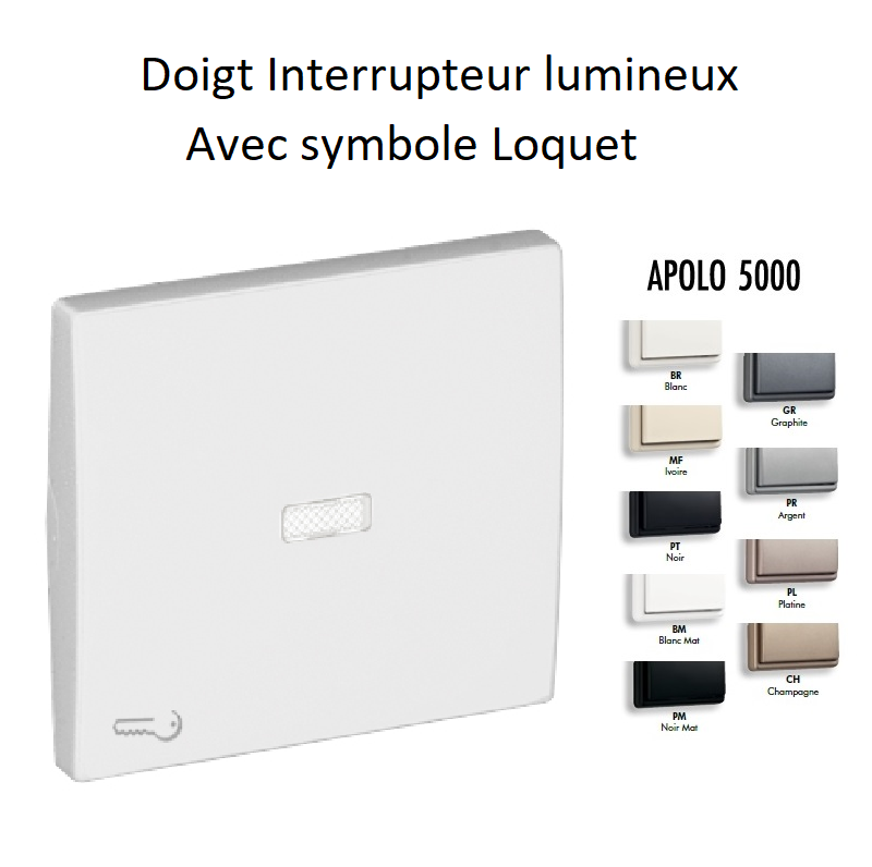 Doigt interrupteur lumineux avec symbole Loquet APOLO 5000