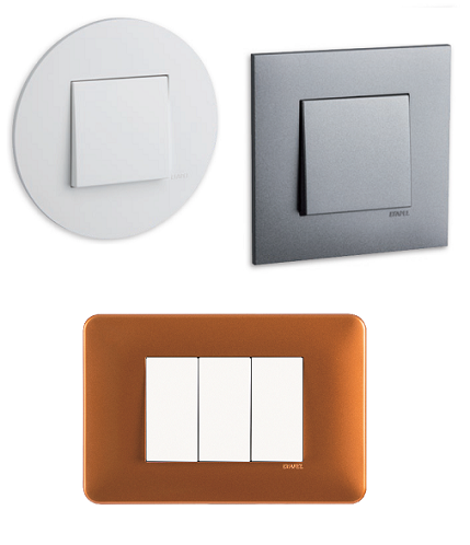 Prises et interrupteurs modules 45x45 pour gammes Quadro et Latina
