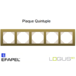 Plaque Quintuple aquarella logus90 efapel 90950TDU Doré
