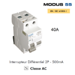 Interrupteur Différentiel 2P 500mA Classe AC 2EC 40A