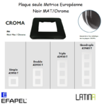 Plaque CROMA matrice européenne 42910TPH 42920TPH 42930TPH 42940TPH Noir mat chrome