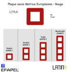 Plaque LYRA matrice européenne 42910TRJ 42920TRJ 42930TRJ 42940TRJ ROUGE