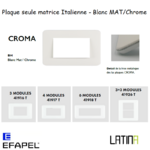 Plaque croma matrice italienne 41916TBH 41917TBH 42918TBH 42926TBH Blanc mat-Chrome
