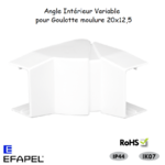 Angle Intérieur variable pour goulotte série 10 Moulures 20x12,5 10032ABR