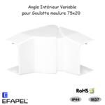 Angle Intérieur variable pour goulotte série 10 Moulures 75x20 10142ABR
