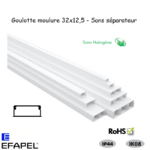 Goulotte moulure 32x12.5 sans séparateur sans halogènes 10400HBR