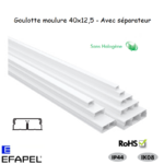 Goulotte moulure 40x12,5 avec séparateur sans halogènes 10050HBR