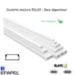 Goulotte moulure 50x20 sans séparateur sans halogènes 10500HBR