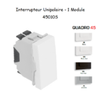 Interrupteur unipolaire 1 modules Quadro 45010S