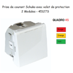 Prise de courant Schuko droite 90° 2 modules Quadro 45127S ROV