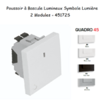 Poussoir à bascule lumineux avec symbole lumière 2 modules Quadro 45172S