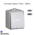 Interrupteur Bipolaire Témoin Etanche 48 EFAPEL 48023C