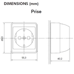 Dimensions Prise de courant série3700 efapel