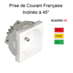 Prise de courant française inclinée 45° 2 modules Quadro 45112S Rouge Orange Vert