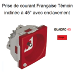 Prise de courant française témoin inclinée 45° avec enclavement 2 modules Quadro 45117SVM Rouge