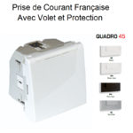 Prise de courant française avec volet droite 90° 2 modules Quadro 45477S