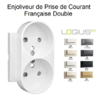 Enjoliveur pour Prise de courant française double avec protection Logus 90656T