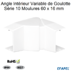 Angle Intérieur variable pour goulotte série 10 Moulures 60x16 10072ABR