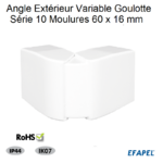 Angle extérieur variable pour goulotte série 10 Moulures 60x16 10076ABR
