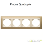 Plaque Quadruple metallo logus90 efapel 90940TOP Or Perle