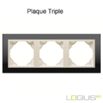 Plaque triple crystal logus90 efapel 90930TEG Cristal Noir Glace