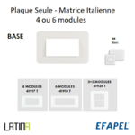 Plaque base matrice italienne 4 ou 6 modules 41917TBR 42918TBR 42926TBR blanc