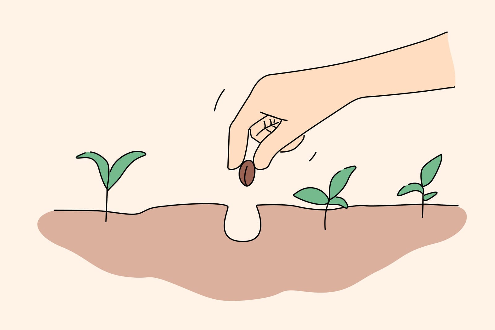 person hand plant seed in soil