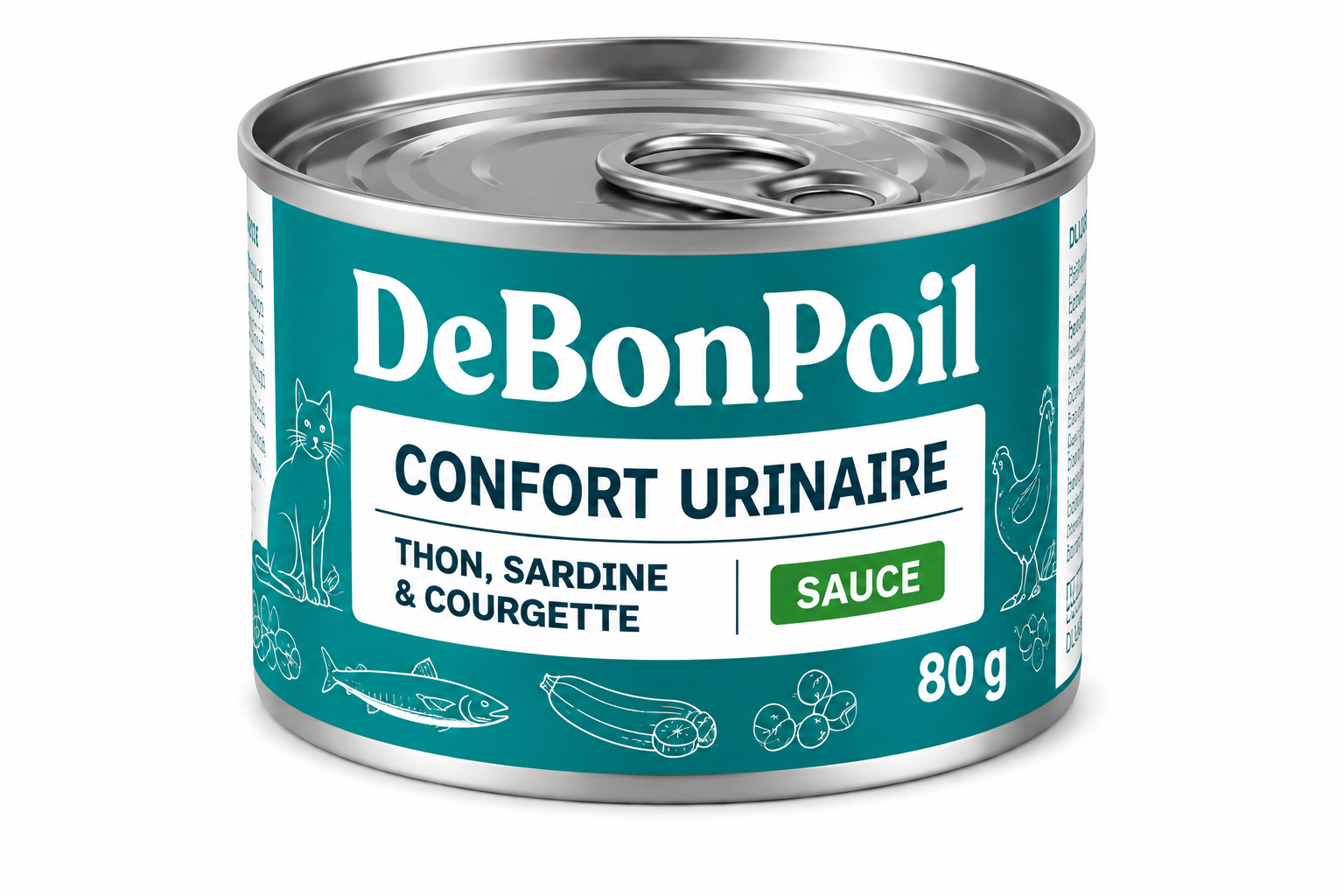 thon, sardine courgette en sauce