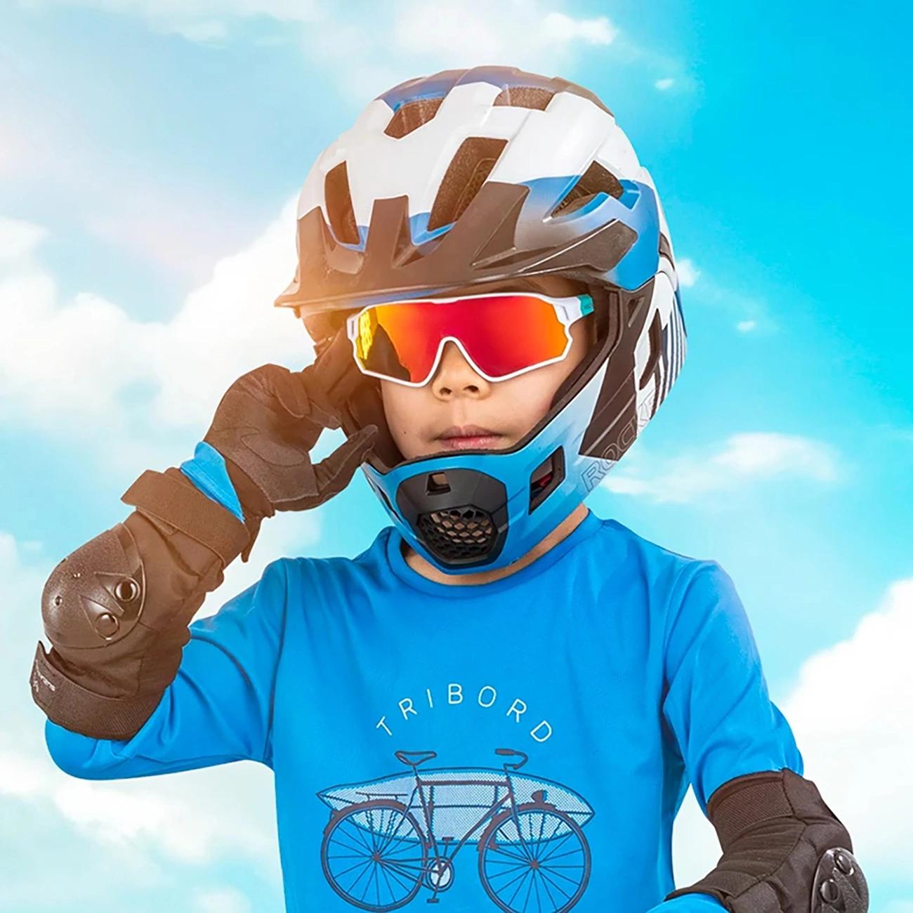 eng pl rockbros 14110009003 polarized cycling glasses for children 8 14 years old green and white 163753 1