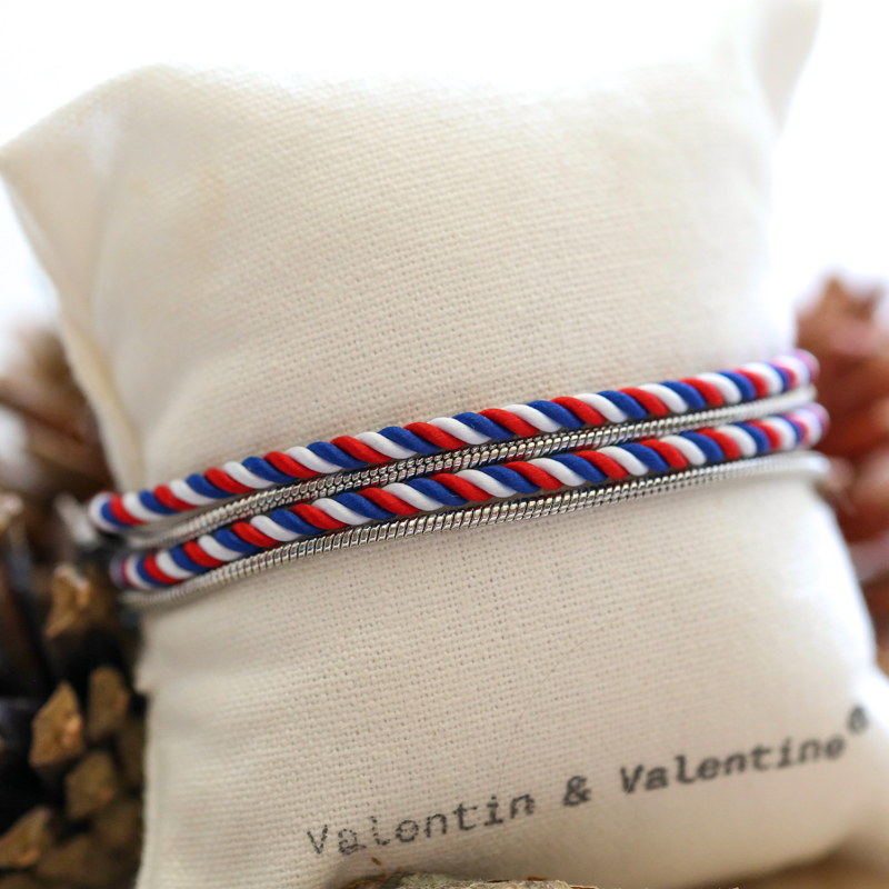 bracelet-argent-valentin-bleu:blanc:rouge-coussin