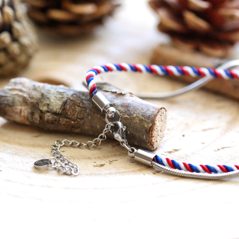 bracelet-argent-valentin-bleu:blanc:rouge-fermoir