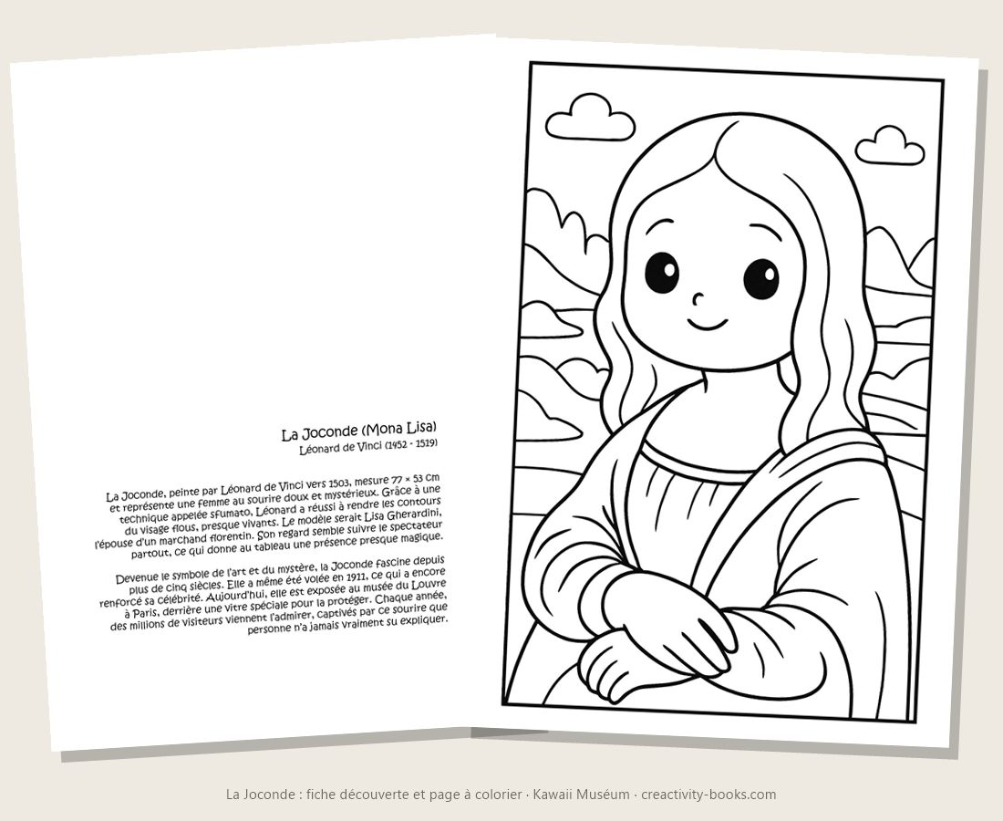 Kawaii Muséum : la fiche découverte de La Joconde et sa page à colorier