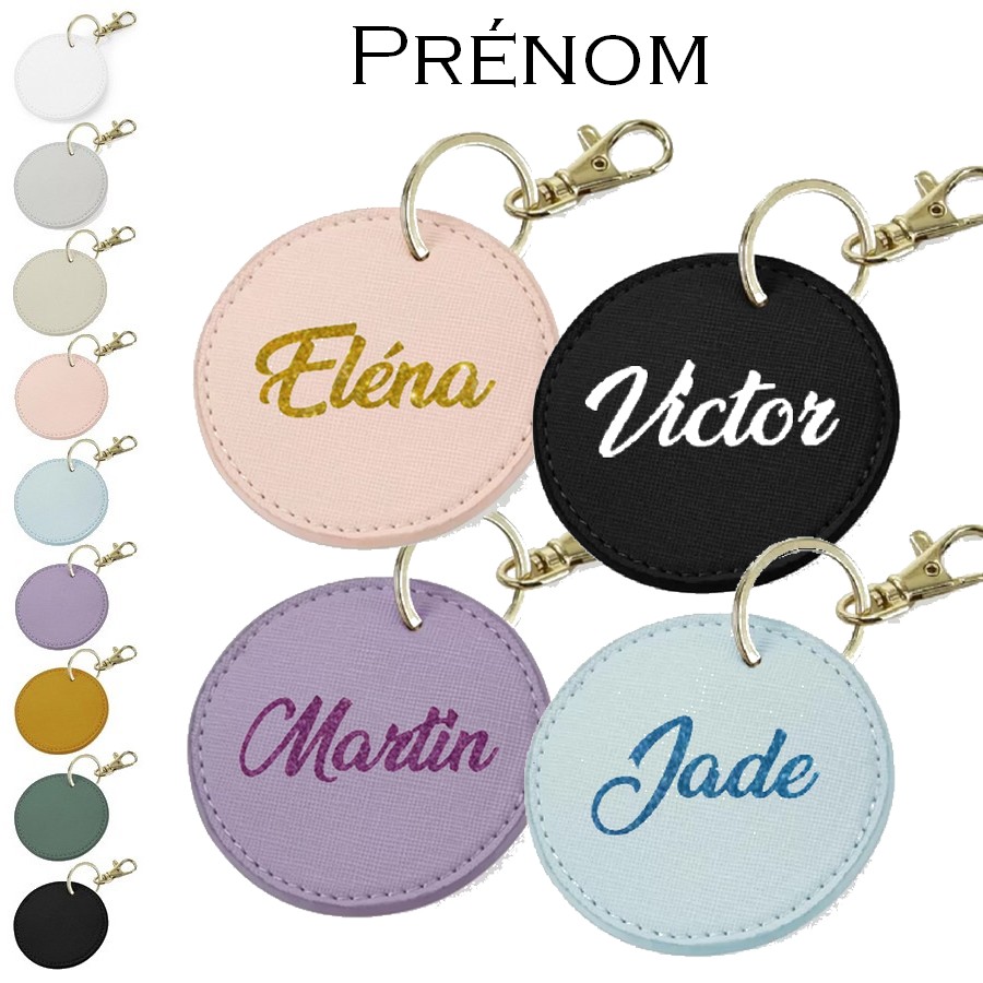 Porte-cles-en-cuir-a-personnaliser-Porte-cle-rond-personnalisable-Accessoire-de-sac-personnalise