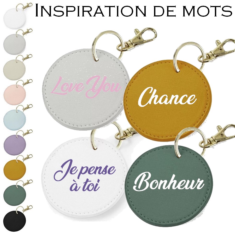 Porte-cles-en-cuir-a-personnaliser-Porte-cle-rond-personnalisable-Accessoire-de-sac-personnalise