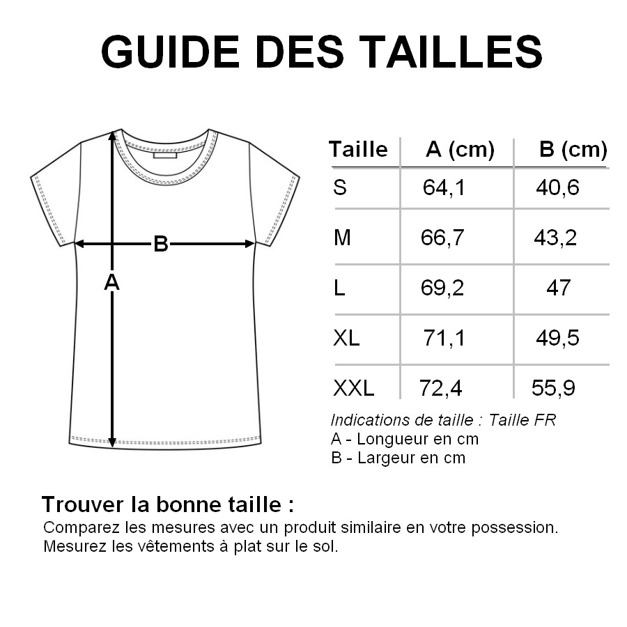 Guide des tailles tee shirt col rond femme