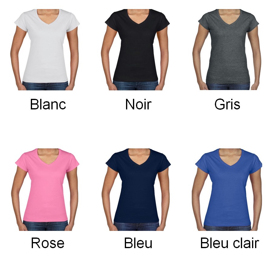 Couleurs tee-shirt col V femme