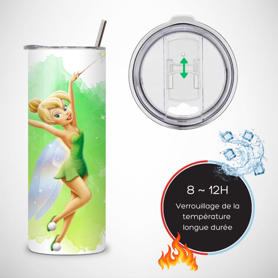 Gourde-personnalisee-fee-clochette-Gourde-avec-paille-a-personnaliser-disney-Tumbler-personnalise-peter-pan