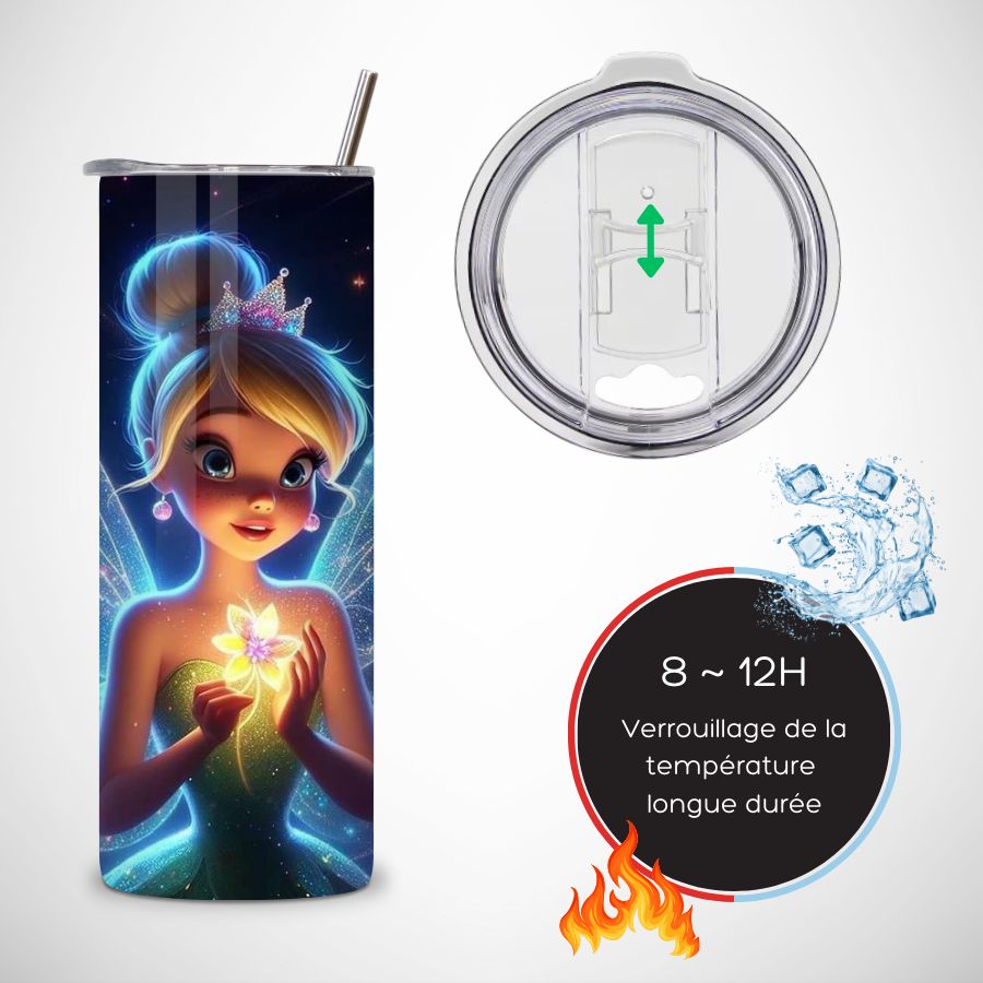 Gourde-personnalisee-fee-clochette-Gourde-avec-paille-a-personnaliser-disney-Tumbler-personnalise-peter-pan