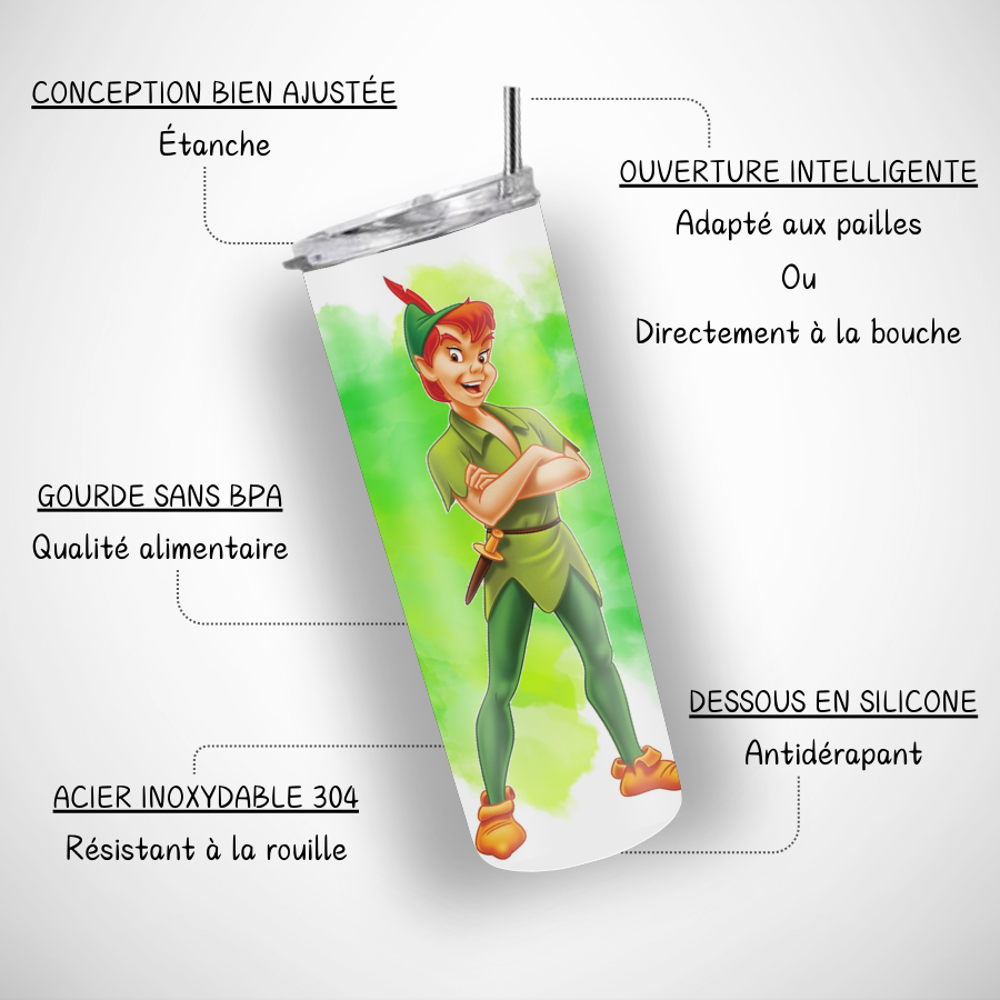 Gobelet-paille-couvercle-personnalise-peter-pan-Gourde-personnalisable-peter-pan-Tumbler-personnalise-peter-pan