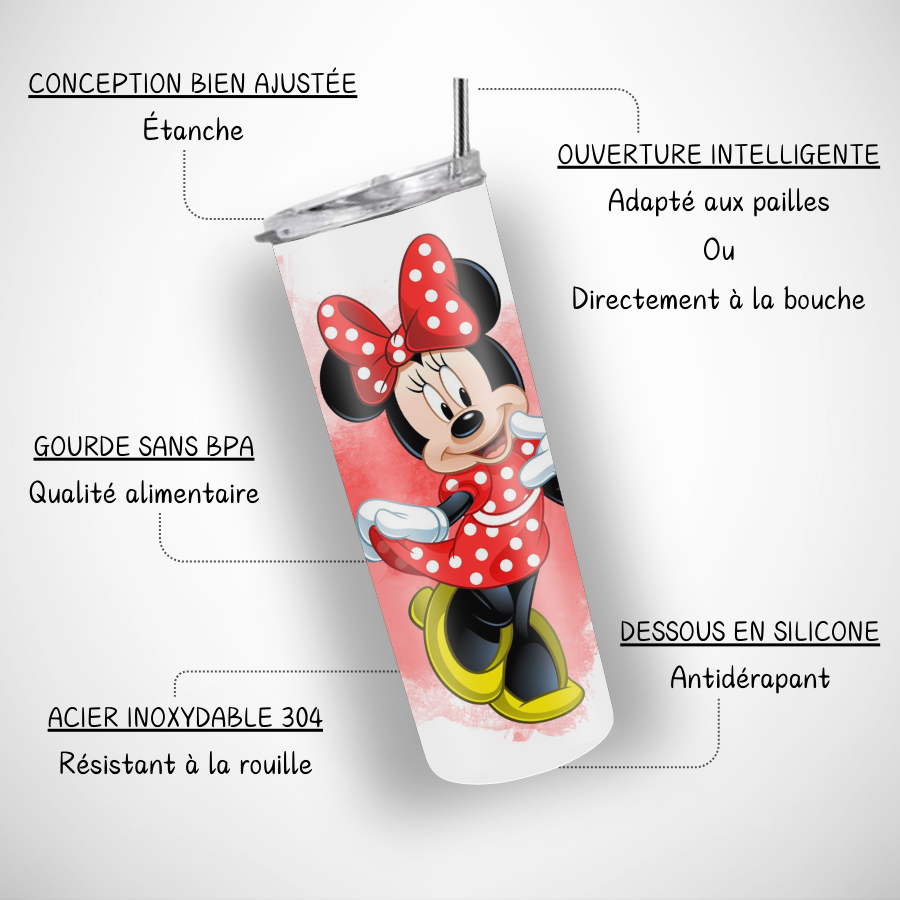 Tumbler-personnalise-minnie-Gourde-personnalisable-minnie-Gobelet-paille-minnie
