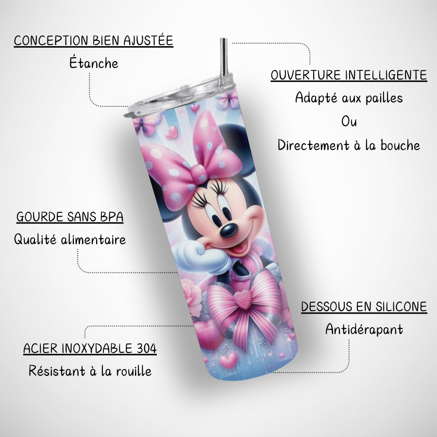 Bouteille-isotherme-minnie-Gourde-personnalisee-disney-Tumbler-personnalise-minnie