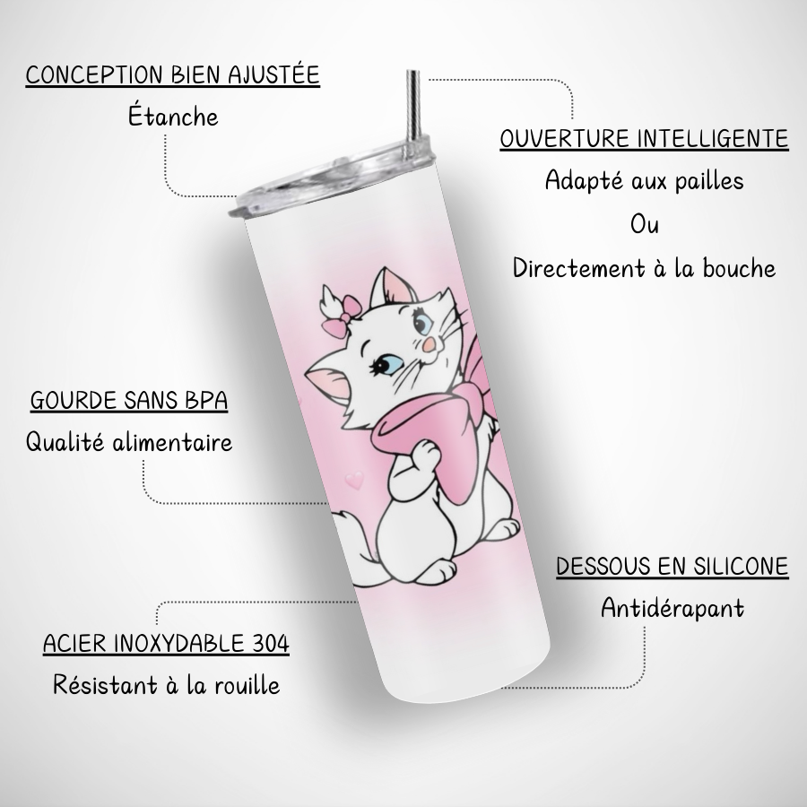 Gourde-personnalisee-marie-aristochat-Tumbler-disney-marie-Gobelet-personnalisable-marie-chat